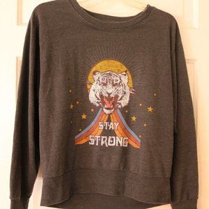 Anthropologie X Sharlene Artsy Womens Stay Strong Crewneck, Soft, Size Small